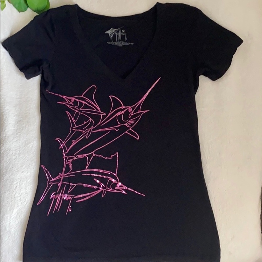 Women’s Guy Harvey V-Neck Marlin Shirt Size S/M